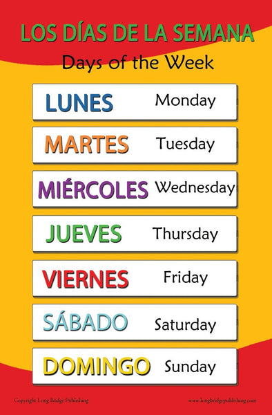 Spanish & English Days of the Week Poster Printable 