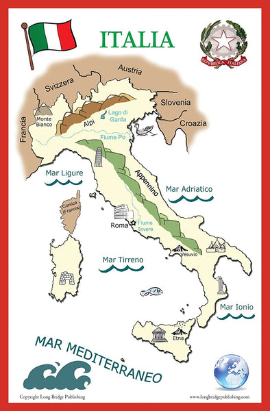 cartina-italia-3 colori  Learning italian, Italy map, Italian language