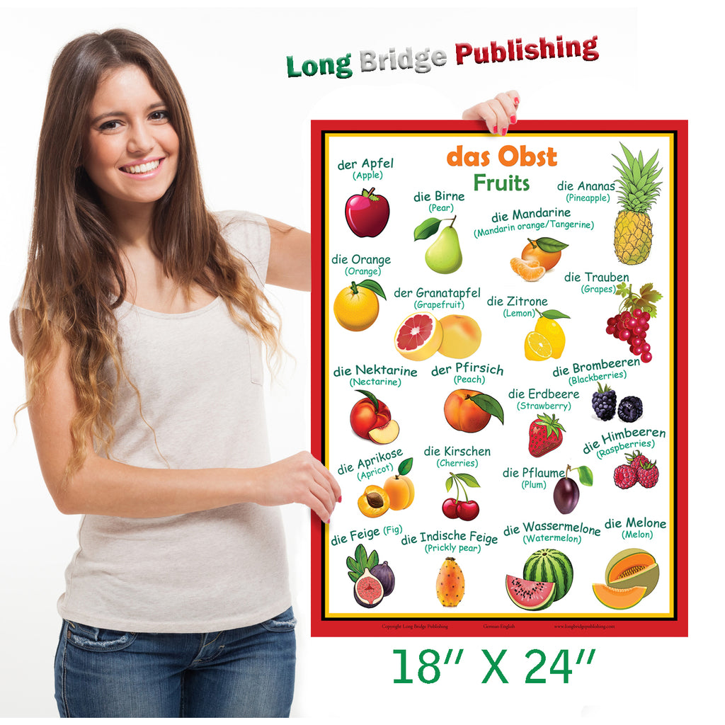 German Language Poster Fruttaobst Bilingual Esl Chart For Classroo Long Bridge Publishing