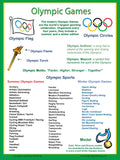 Olympic Games School Poster, Classroom Chart with Summer and Winter Sports, Symbols and Motto